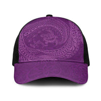 Hawaiian Turtle and Shark Baseball Net Cap Kakau Tribal with Polynesian Pattern Pink Color LT03 One Size Black Pink - Polynesian Pride