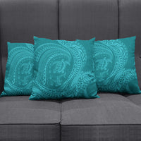 Hawaiian Turtle and Shark Pillow Cover Kakau Tribal with Polynesian Pattern Turquoise Color LT03 - Polynesian Pride