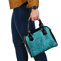 Hawaiian Turtle and Shark Shoulder Handbag Kakau Tribal with Polynesian Pattern Turquoise Color LT03 - Polynesian Pride