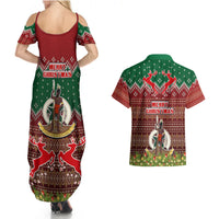 Vanuatu Christmas Couples Matching Summer Maxi Dress and Hawaiian Shirt Pig Tusk Beautiful Merry Xmas Snowflake LT03 - Polynesian Pride