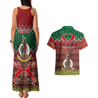 Personalised Vanuatu Christmas Couples Matching Tank Maxi Dress and Hawaiian Shirt Pig Tusk Beautiful Merry Xmas Snowflake LT03 - Polynesian Pride