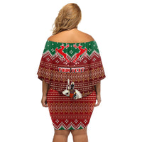 Personalised Vanuatu Christmas Off Shoulder Short Dress Pig Tusk Beautiful Merry Xmas Snowflake LT03 - Polynesian Pride