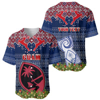 Personalised Guam Christmas Baseball Jersey Chamorro Guam Tattoos Beautiful Merry Xmas Snowflake LT03 - Polynesian Pride