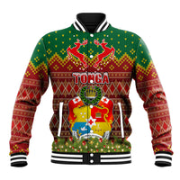 Personalised Tonga Christmas Baseball Jacket Coat of Arms and Map Beautiful Merry Xmas Snowflake LT03 Unisex Red - Polynesian Pride