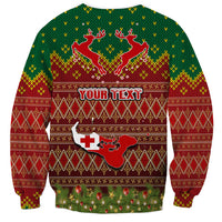 Personalised Tonga Christmas Sweatshirt Coat of Arms and Map Beautiful Merry Xmas Snowflake LT03 - Polynesian Pride
