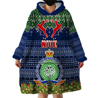 Niue Christmas Wearable Blanket Hoodie Coat of Arms and Map Beautiful Merry Xmas Snowflake LT03 - Polynesian Pride