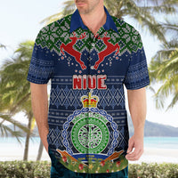 Personalised Niue Christmas Hawaiian Shirt Coat of Arms and Map Beautiful Merry Xmas Snowflake LT03 - Polynesian Pride