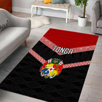 Tonga Area Rug Tonga Coat of Arms with Seamless Tapa Ngatu Pattern LT03 - Polynesian Pride