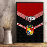 Tonga Canvas Wall Art Tonga Coat of Arms with Seamless Tapa Ngatu Pattern LT03 - Polynesian Pride