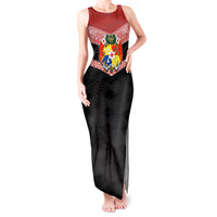 Personalised Tonga Tank Maxi Dress Tonga Coat of Arms with Seamless Tapa Ngatu Pattern LT03 Women Black - Polynesian Pride