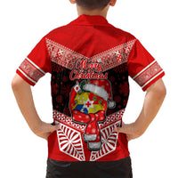 Tonga Christmas Hawaiian Shirt Tongan Coat of Arms Santa With Ngatu Pattern Christmas Red Style LT03 - Polynesian Pride