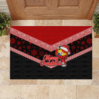 Tonga Christmas Rubber Doormat Tongan Coat of Arms Santa With Ngatu Pattern Christmas Red Style LT03 - Polynesian Pride