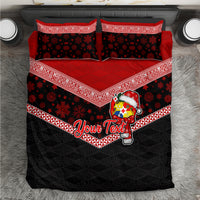 Personalised Tonga Christmas Bedding Set Tongan Coat of Arms Santa With Ngatu Pattern Christmas Red Style LT03 Red - Polynesian Pride
