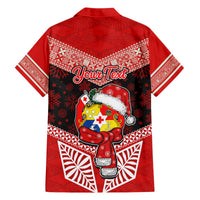 Personalised Tonga Christmas Hawaiian Shirt Tongan Coat of Arms Santa With Ngatu Pattern Christmas Red Style LT03 - Polynesian Pride