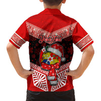 Personalised Tonga Christmas Hawaiian Shirt Tongan Coat of Arms Santa With Ngatu Pattern Christmas Red Style LT03 - Polynesian Pride