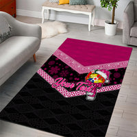Personalised Tonga Christmas Area Rug Tongan Coat of Arms Santa With Ngatu Pattern Christmas Pink Style LT03 - Polynesian Pride
