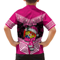 Personalised Tonga Christmas Hawaiian Shirt Tongan Coat of Arms Santa With Ngatu Pattern Christmas Pink Style LT03 - Polynesian Pride
