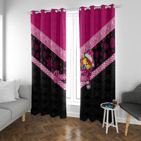 Personalised Tonga Christmas Window Curtain Tongan Coat of Arms Santa With Ngatu Pattern Christmas Pink Style LT03 With Grommets Pink - Polynesian Pride