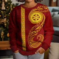 Tonga Ha'apai High School Kid Ugly Christmas Sweater Ngatu and Maori Ethnic Tribal Pattern LT03 - Polynesian Pride