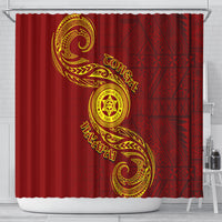 Tonga Ha'apai High School Shower Curtain Ngatu and Maori Ethnic Tribal Pattern LT03 - Polynesian Pride