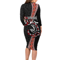 Aotearoa Toitu Te Tiriti Family Matching Long Sleeve Bodycon Dress and Hawaiian Shirt Maori Taniwha Haka - Honour the Treaty LT03