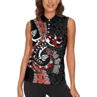 Aotearoa Toitu Te Tiriti Women Sleeveless Polo Shirt Maori Taniwha Haka - Honour the Treaty LT03