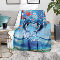 Hawaiian Dolphin Love Couple - Ocean Heart Blanket