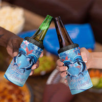 Hawaiian Dolphin Love Couple - Ocean Heart 4 in 1 Can Cooler Tumbler
