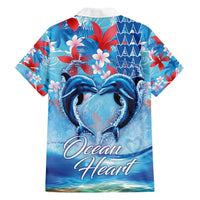 Hawaiian Dolphin Love Couple - Ocean Heart Family Matching Long Sleeve Bodycon Dress and Hawaiian Shirt