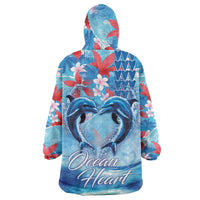 Hawaiian Dolphin Love Couple - Ocean Heart Wearable Blanket Hoodie