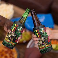 Hawaiian One Love 4 in 1 Can Cooler Tumbler Reggae Lion Tropical Plants and Kakau with Tribal Pattern LT03 - Polynesian Pride
