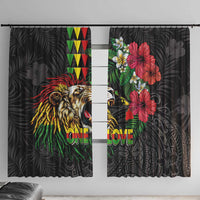 Hawaiian One Love Window Curtain Reggae Lion Tropical Plants and Kakau with Tribal Pattern