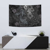 Hawaiian Tropical Plants and Tribal Whales Tapestry Polynesian Art Tattoo Grayscale LT03 - Polynesian Pride