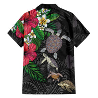 Hawaiian Tropical Plants and Turtles Family Matching Summer Maxi Dress and Hawaiian Shirt Polynesian Art Motifs