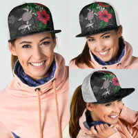 Hawaiian Tropical Plants and Turtles Mesh Trucker Cap Polynesian Art Motifs