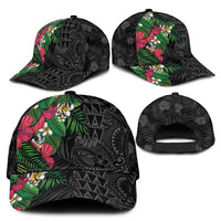 Hawaiian Tropical Plants Classic Cap Kakau Tattoo and Polynesian Pattern Half Black Color