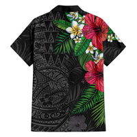 Hawaiian Tropical Plants Hawaiian Shirt Kakau Tattoo and Polynesian Pattern Half Black Color LT03 - Polynesian Pride