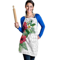 Hawaiian Tropical Plants Apron Kakau Tattoo and Polynesian Pattern Half White Color LT03 - Polynesian Pride