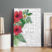 Hawaiian Tropical Plants Canvas Wall Art Kakau Tattoo and Polynesian Pattern Half White Color LT03 - Polynesian Pride