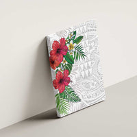Hawaiian Tropical Plants Canvas Wall Art Kakau Tattoo and Polynesian Pattern Half White Color LT03 - Polynesian Pride