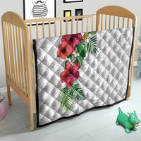 Hawaiian Tropical Plants Quilt Kakau Tattoo and Polynesian Pattern Half White Color