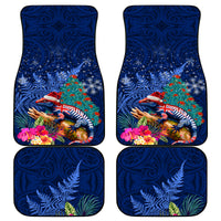 New Zealand Tuatara Christmas Car Mats Silver Fern and Xmas Pohutukawa Tree Blue Color