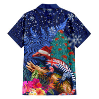 New Zealand Tuatara Christmas Hawaiian Shirt Silver Fern and Xmas Pohutukawa Tree Blue Color LT03 - Polynesian Pride