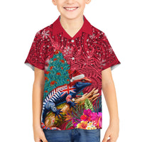 New Zealand Tuatara Christmas Hawaiian Shirt Silver Fern and Xmas Pohutukawa Tree Red Color LT03 - Polynesian Pride