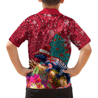 New Zealand Tuatara Christmas Hawaiian Shirt Silver Fern and Xmas Pohutukawa Tree Red Color LT03 - Polynesian Pride