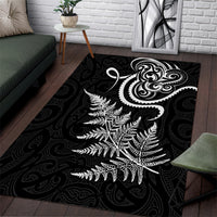 New Zealand Octopus Tattoo and Fern Area Rug Maori Pattern LT03 Black - Polynesian Pride