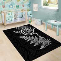 New Zealand Octopus Tattoo and Fern Area Rug Maori Pattern LT03 - Polynesian Pride