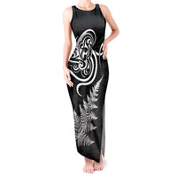 New Zealand Octopus Tattoo and Fern Tank Maxi Dress Maori Pattern LT03 Women Black - Polynesian Pride