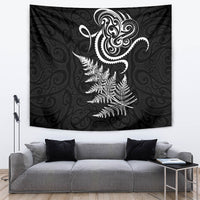 New Zealand Octopus Tattoo and Fern Tapestry Maori Pattern LT03 Black - Polynesian Pride