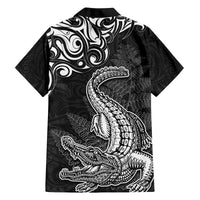 New Zealand Crocodile Tattoo and Fern Family Matching Tank Maxi Dress and Hawaiian Shirt Maori Pattern
